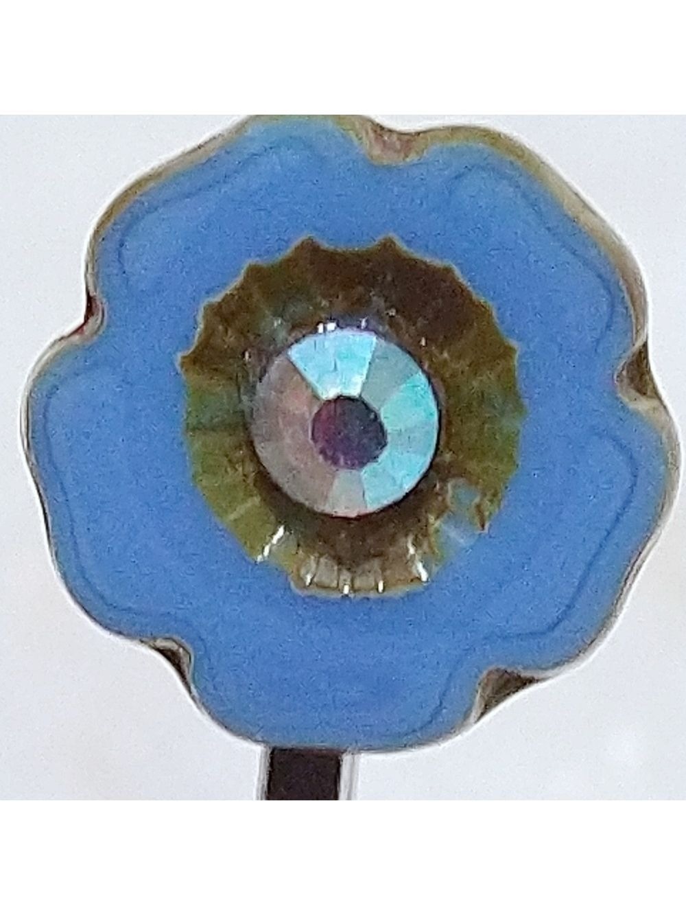 Floral Boho Rhinestone Czech Glass Blue Bead Hair Pin Set - Picture 3 of 8